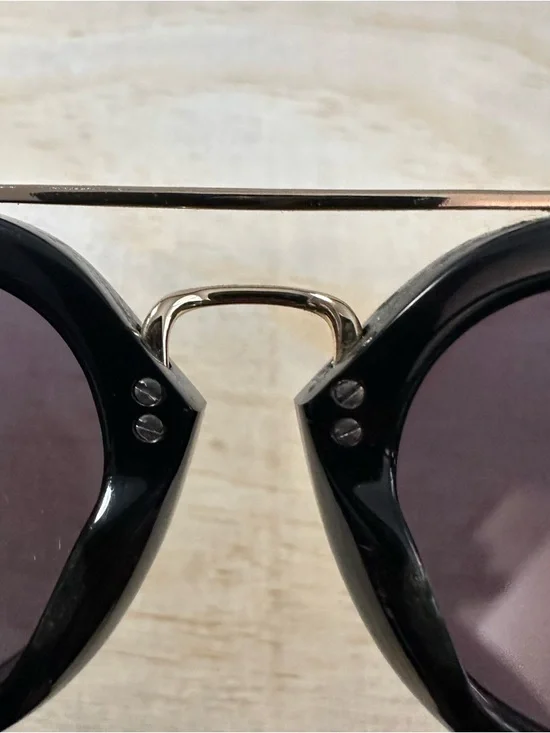 Vtg CELINE Preppy Pretty Double Bridge Sunglasses Black Gold Italy Purple Grad - Picture 3 of 13